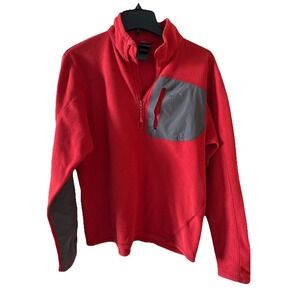 The North Face Mens 1/2 Zip Fleece Jacket Size Small Red Pullover Canyonlands